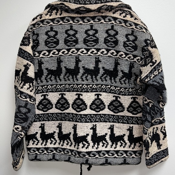 Peruvian Huancayo Alpaca Wool Knitted Cardigan Button Down Jacket Size Small - Picture 9 of 15
